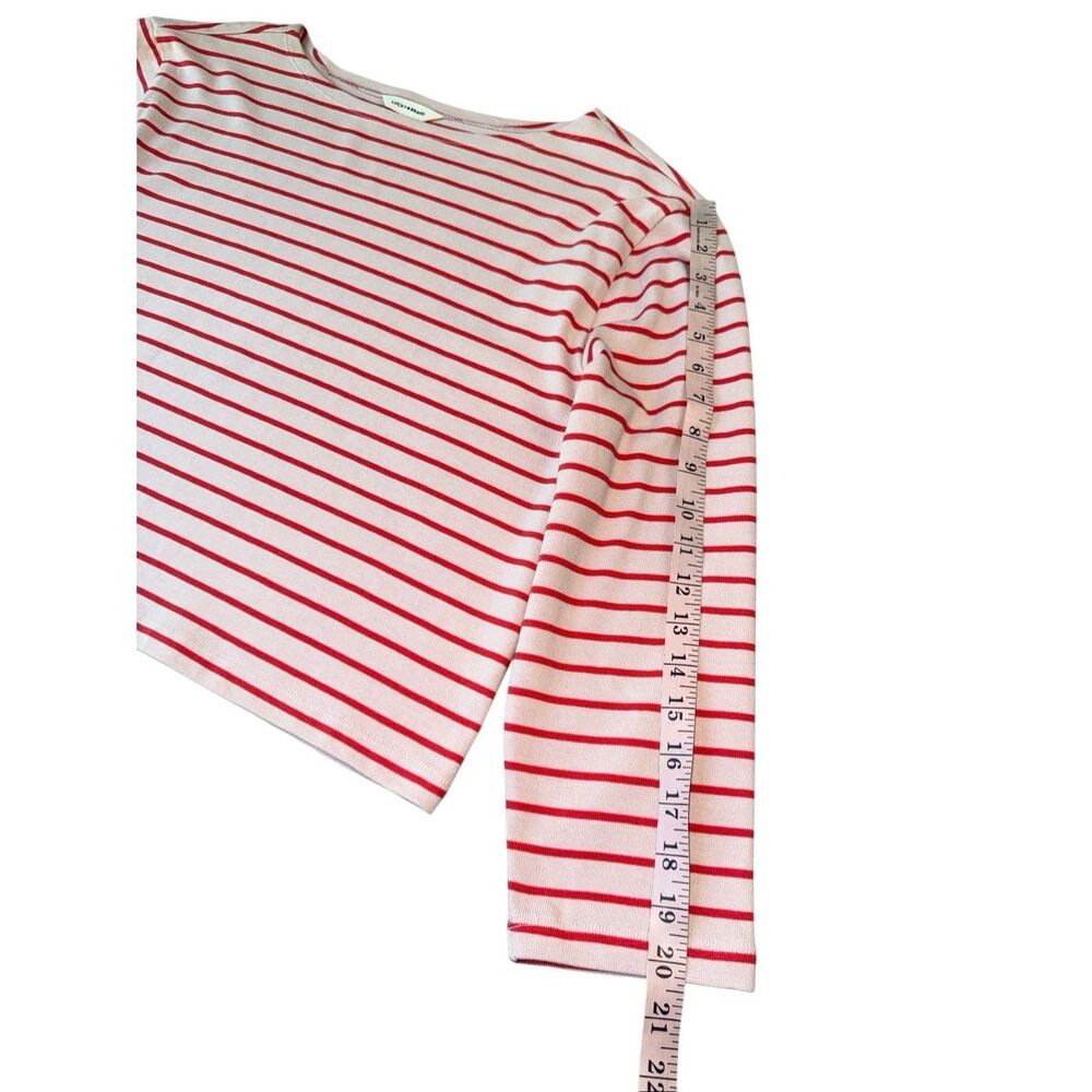 Lucky Brand Red & Pink Striped Boxy Fit Breton Long Sleeve Tee Size L - Picture 9 of 12